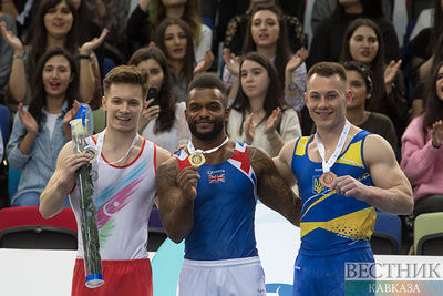 Никита Симонов стал вторым в упражнениях на кольцах Кубка мира по спортивной гимнастике в Баку-2019