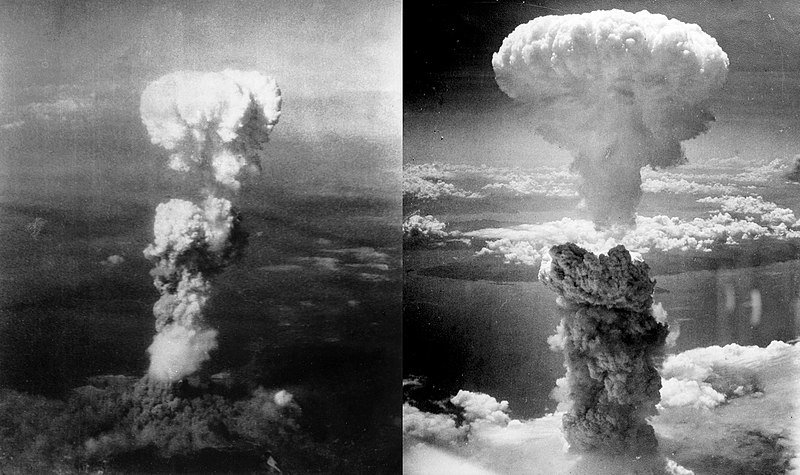 Бомбардировка Хиросимы (слева) и Нагасаки (справа)